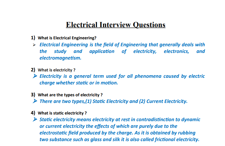 electrical interview questions
